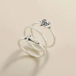James Avery Artisan Jewelry Rings-Angel Wings And Horizon Cross Ring Set