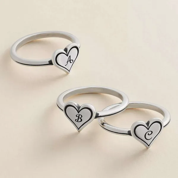James Avery Artisan Jewelry Rings-Delicate Heart Initial Ring