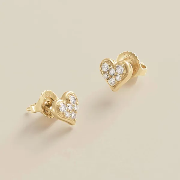 James Avery Artisan Jewelry Earrings-Delicate Pave Diamond Heart Studs