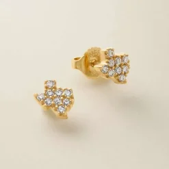 James Avery Artisan Jewelry Earrings-Delicate Pave Diamond Texas Studs
