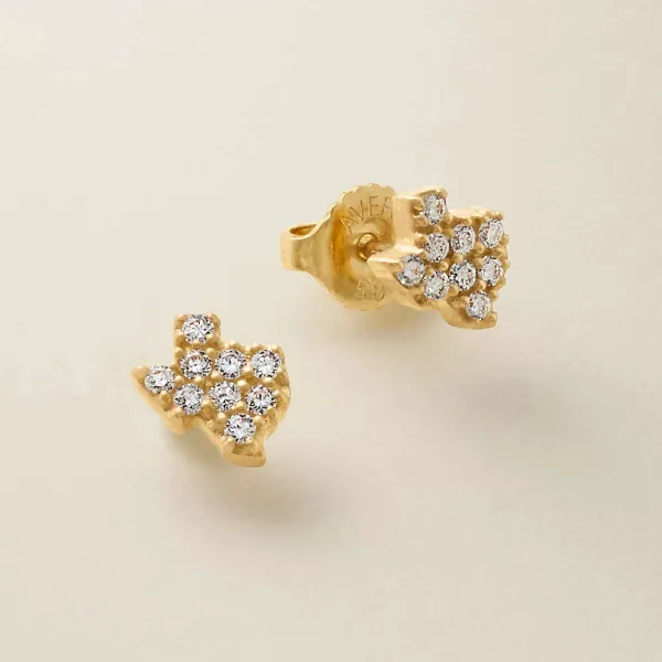 James Avery Artisan Jewelry Earrings-Delicate Pave Diamond Texas Studs