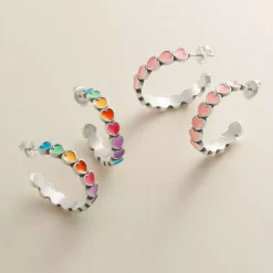 James Avery Artisan Jewelry Earrings-Enamel Connected Hearts Hoops