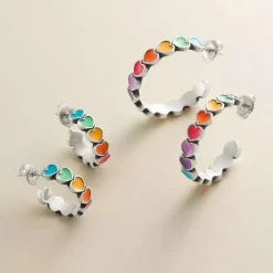 James Avery Artisan Jewelry Earrings-Enamel Connected Hearts Hoops