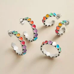 James Avery Artisan Jewelry Earrings-Enamel Connected Hearts Hoops