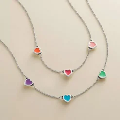 James Avery Artisan Jewelry Necklaces And Chains-Enamel Connected Hearts Necklace