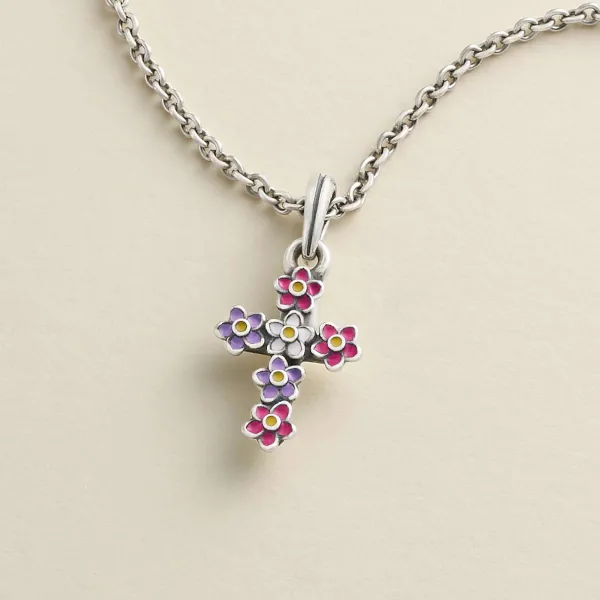 James Avery Artisan Jewelry Pendants-Enamel Floral Cross Pendant