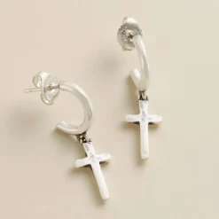 James Avery Artisan Jewelry Earrings-Horizon Cross Hoop Dangle Earrings