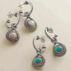 James Avery Artisan Jewelry Earrings-Marjan Gemstone Hoop Dangle Earrings