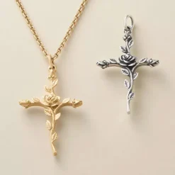 James Avery Artisan Jewelry Charms-Rosebud Cross Pendant