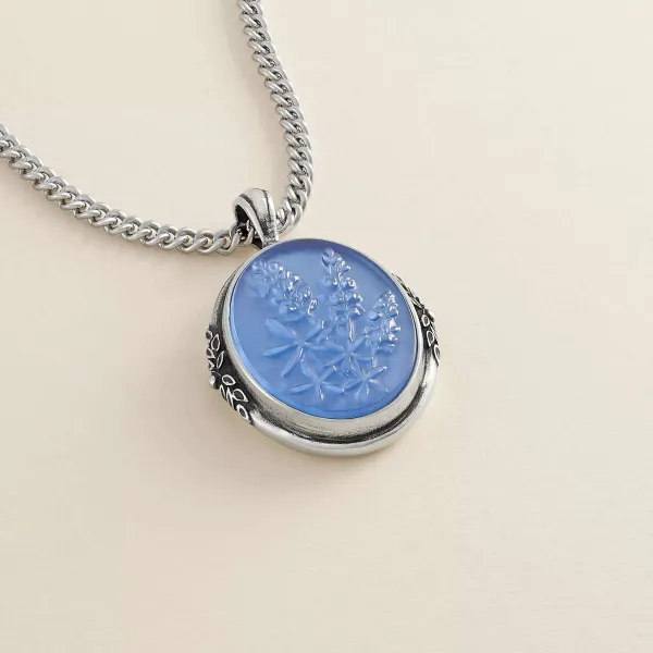James Avery Artisan Jewelry Pendants-Sculpted Bluebonnet Layered Gemstone Pendant
