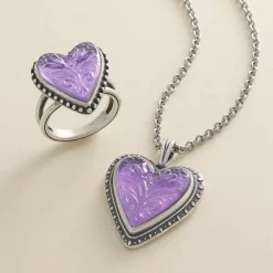 James Avery Artisan Jewelry Pendants-Sculpted Heart And Tulips Layered Gemstone Pendant