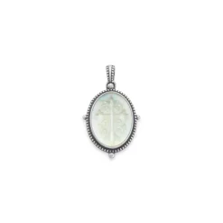 James Avery Artisan Jewelry Pendants-Sculpted Les Fleurs Cross Layered Gemstone Pendant